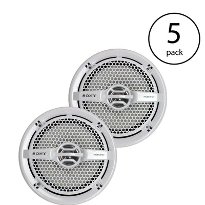 Sony XS-MP1611 6.5" 140 Watt Dual Cone Marine Speakers Stereo, Pair  (5 Pack) - VMInnovations