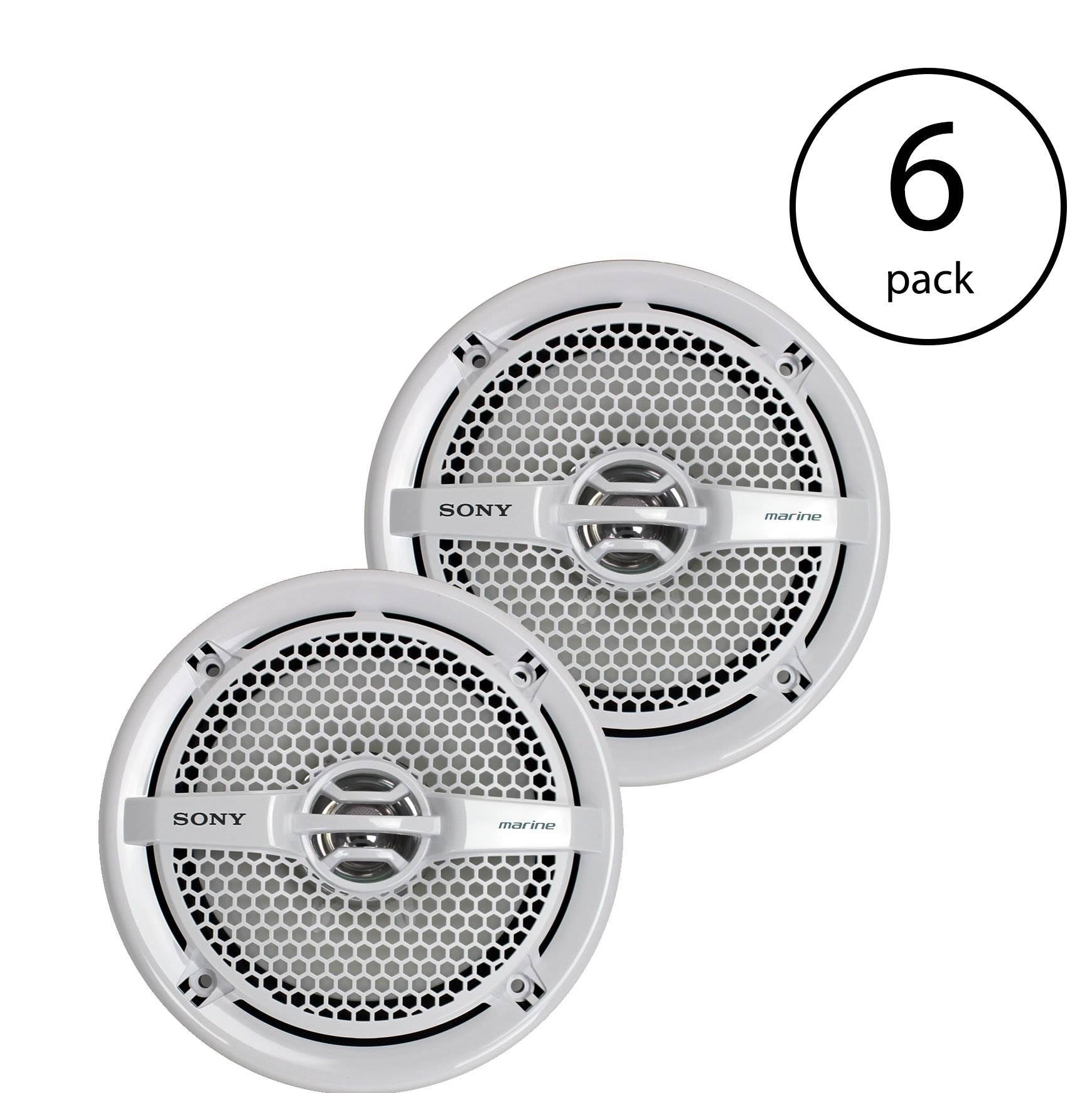 Sony XS-MP1611 6.5" 140 Watt Dual Cone Marine Speakers Stereo, Pair  (6 Pack) - VMInnovations