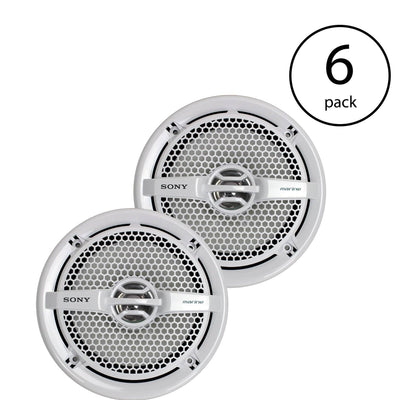 Sony XS-MP1611 6.5" 140 Watt Dual Cone Marine Speakers Stereo, Pair  (6 Pack) - VMInnovations