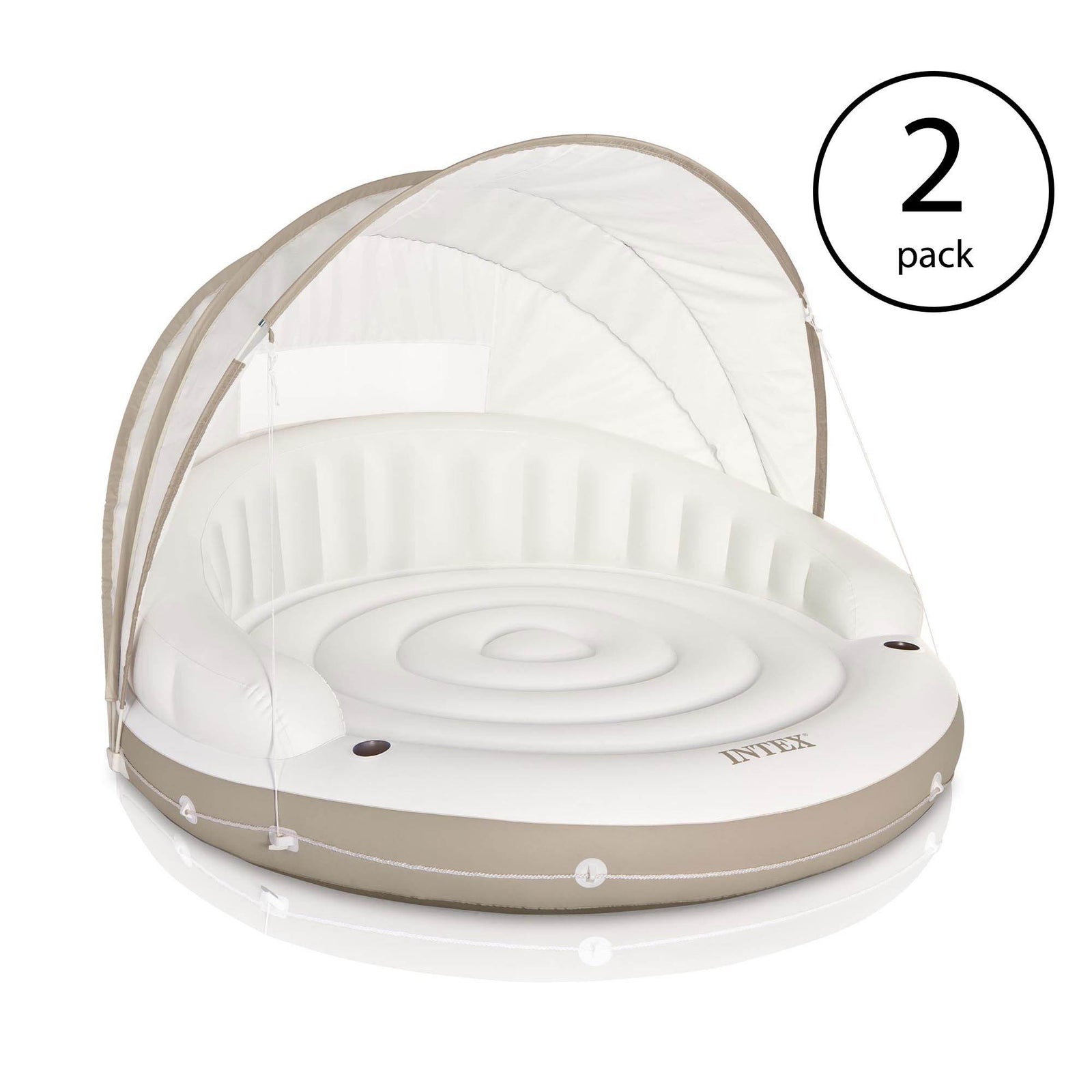 Intex 78 x 59 Inflatable Pool Canopy Island Lounge Raft w/ Sun Shade (2 Pack) - VMInnovations