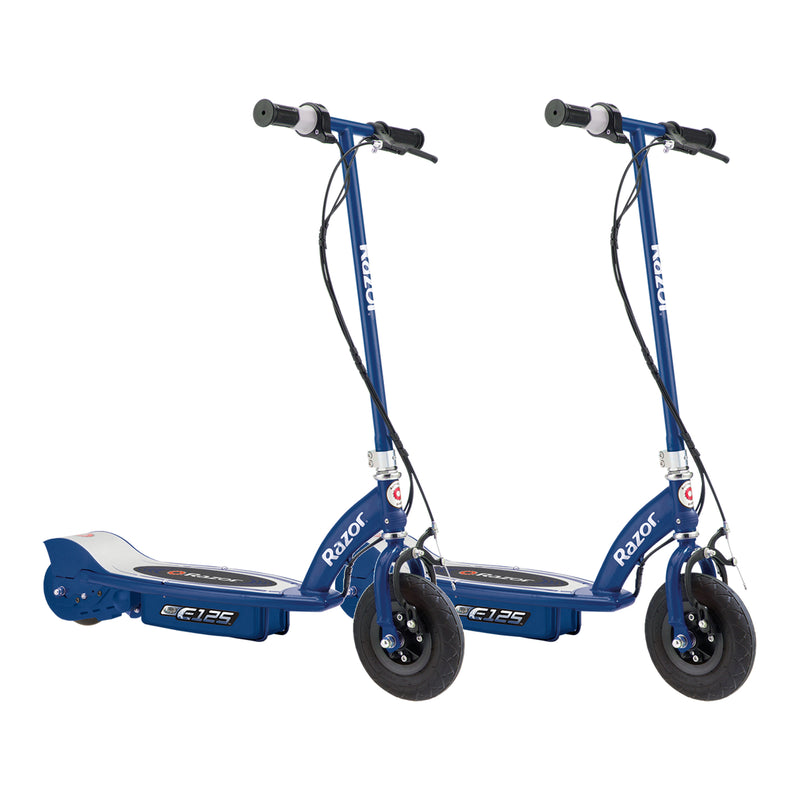 Razor E125 24V Motorized Battery Powered Electric Scooter Toy, Blue (2 Pack)