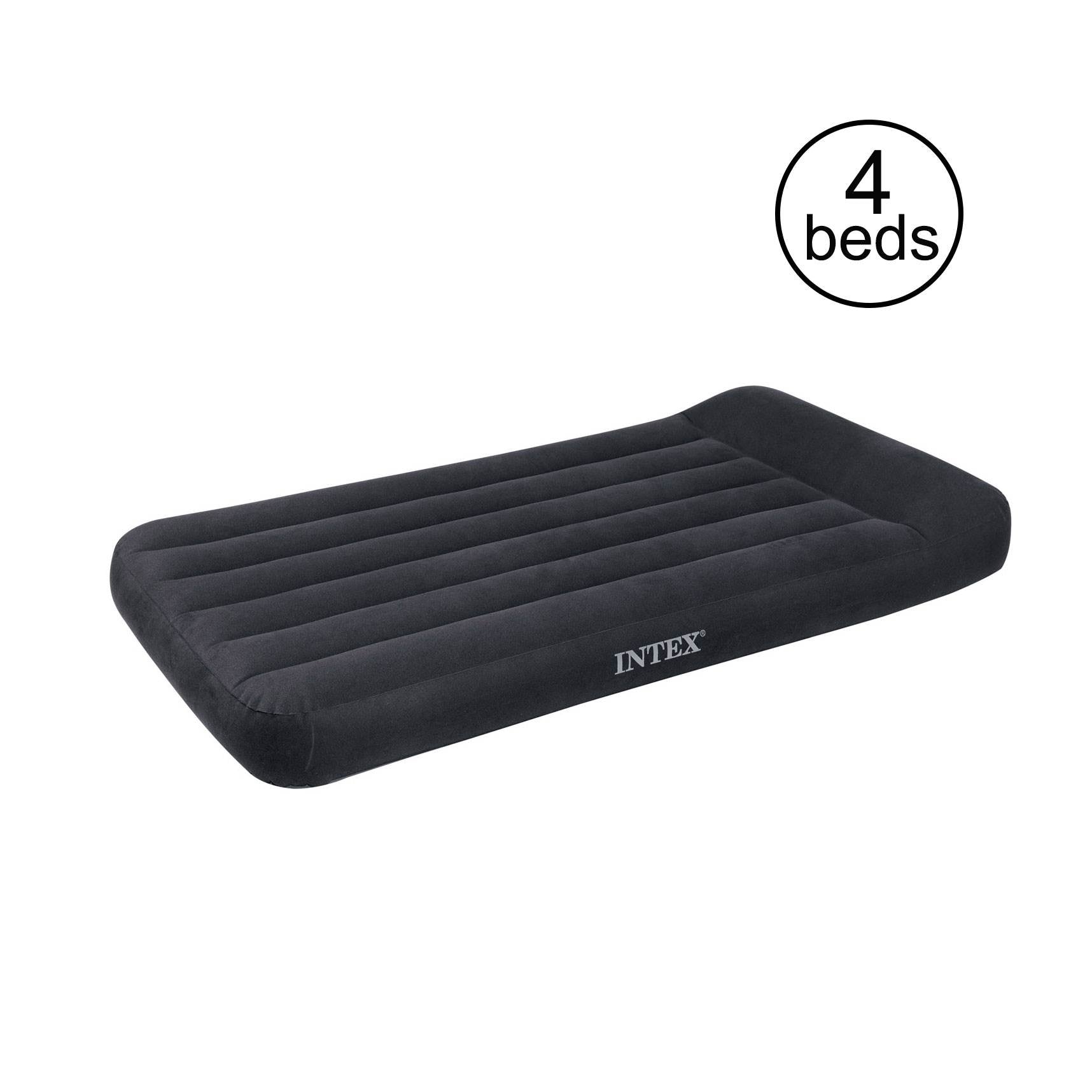 Intex Twin Classic Pillow Rest Air Mattress Bed With Built In Pump (4 Pack)