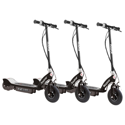 Razor E100 Kids Ride On 24V Motorized Electric Powered Scooters, Black (3 Pack)