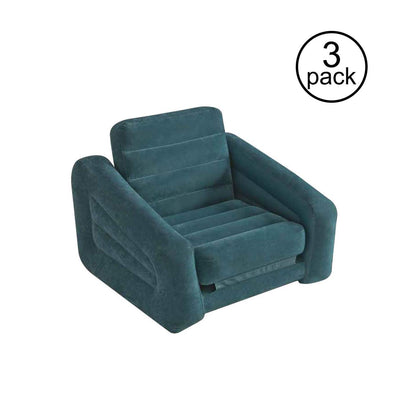 Intex Inflatable Pull Out Chair Seat and Twin Bed Air Mattress Sleeper (3 Pack)