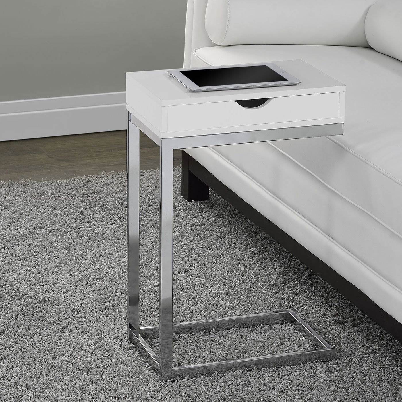 Monarch Specialties Contemporary Accent Side End Table w/ Drawer, White (2 Pack)