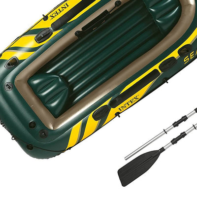 Intex Seahawk 3 Person Inflatable Boat Set with Aluminum Oars & Pump (2 Pack) - VMInnovations