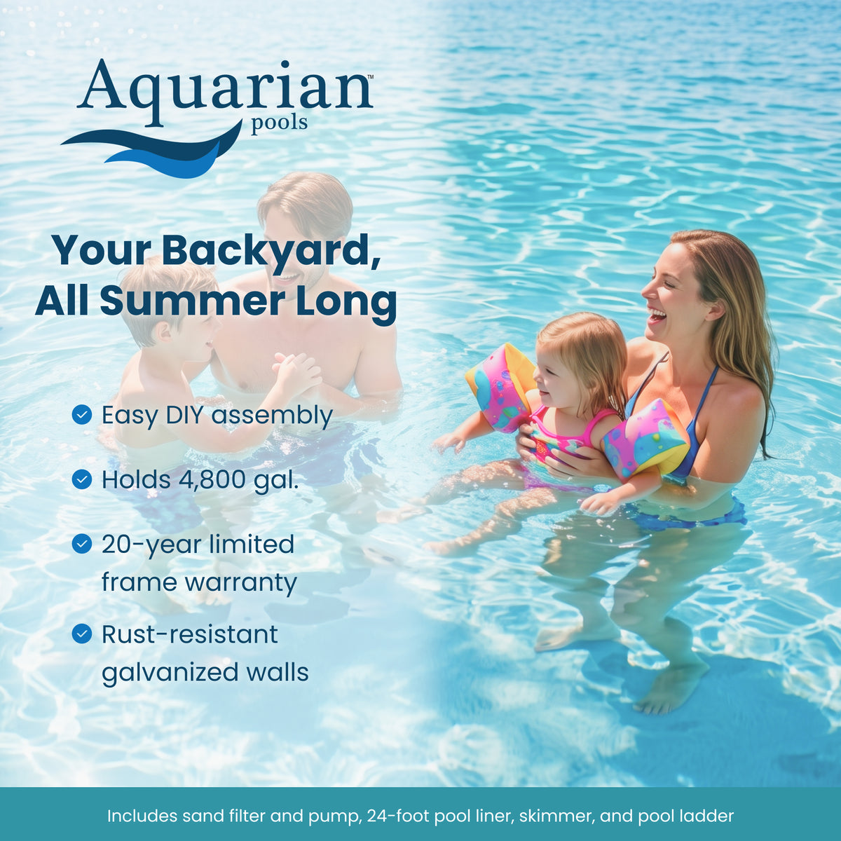 Aquarian Phoenix 15ft x 52in Above Ground Swimming Pool Kit & Pump & Ladder Kit - VMInnovations