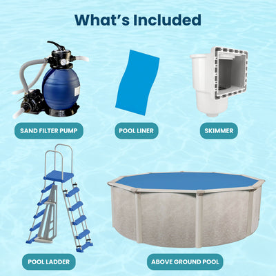 Aquarian Phoenix 15ft x 52in Above Ground Swimming Pool Kit & Pump & Ladder Kit - VMInnovations