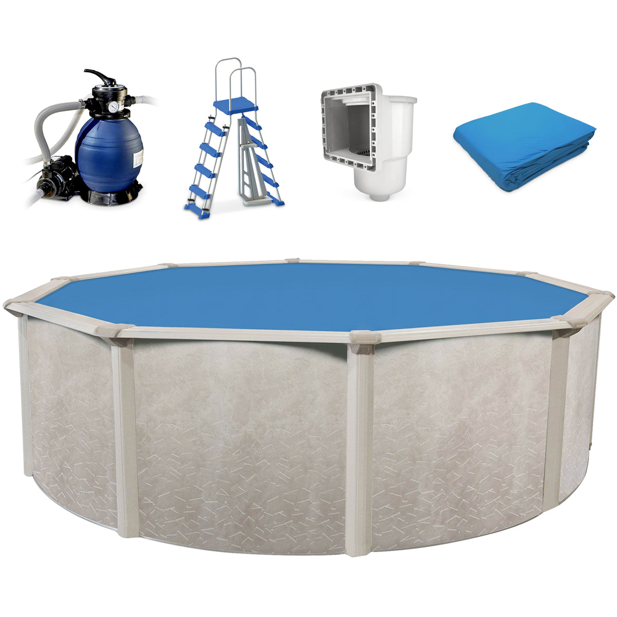 Aquarian Phoenix 15ft x 52in Above Ground Swimming Pool Kit & Pump & Ladder Kit - VMInnovations