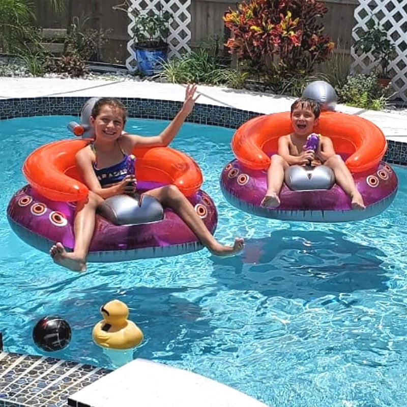 Swimline Swimming Pool UFO Squirter Toy Inflatable Lounge Chair Float (3 Pack) - VMInnovations