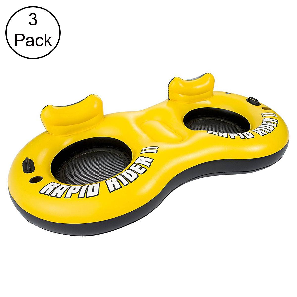 Bestway Rapid Rider 95" Inflatable 2 Person River Raft & Cup Holders (3 Pack)