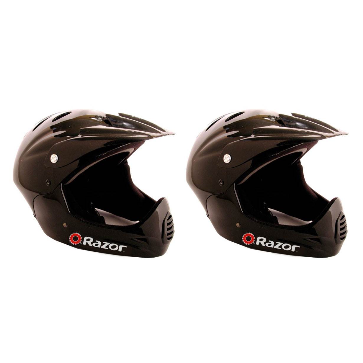 Razor 97775 Youth Full Face Riding Sport Scooter Helmet, Glossy Black (2 Pack)