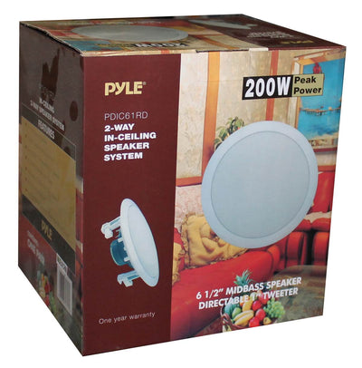 PYLE PRO PDIC61RD 6.5'' 200W 2-Way In-Ceiling/Wall Speaker System White (6 Pack) - VMInnovations