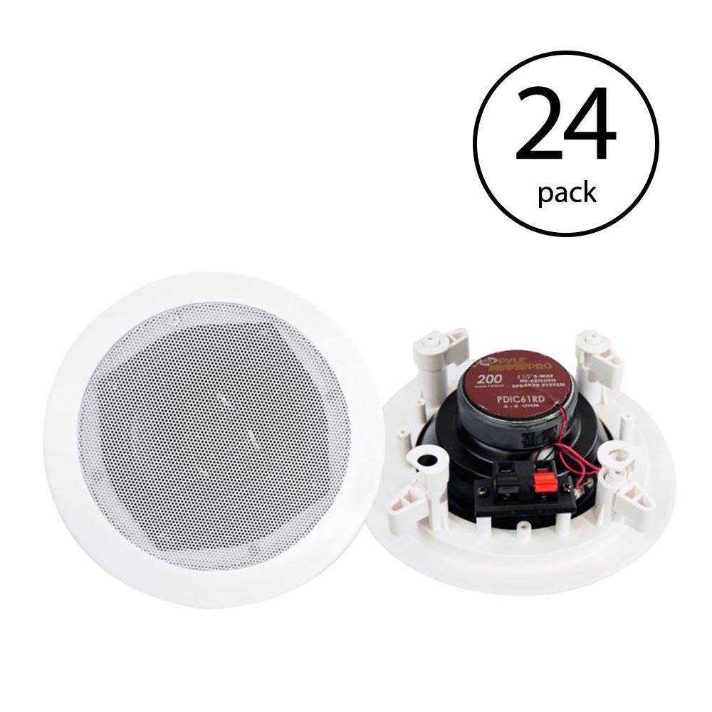 PYLE PRO PDIC61RD 6.5'' 200W 2-Way In-Ceiling Wall Speaker System (24 Pack)