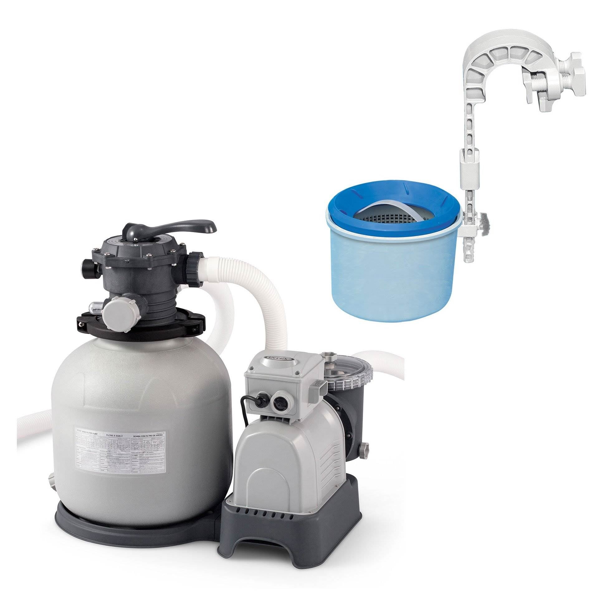 Intex Krystal Clear 3000 GPH Above Ground Pool Sand Filter Pump and Wall Skimmer
