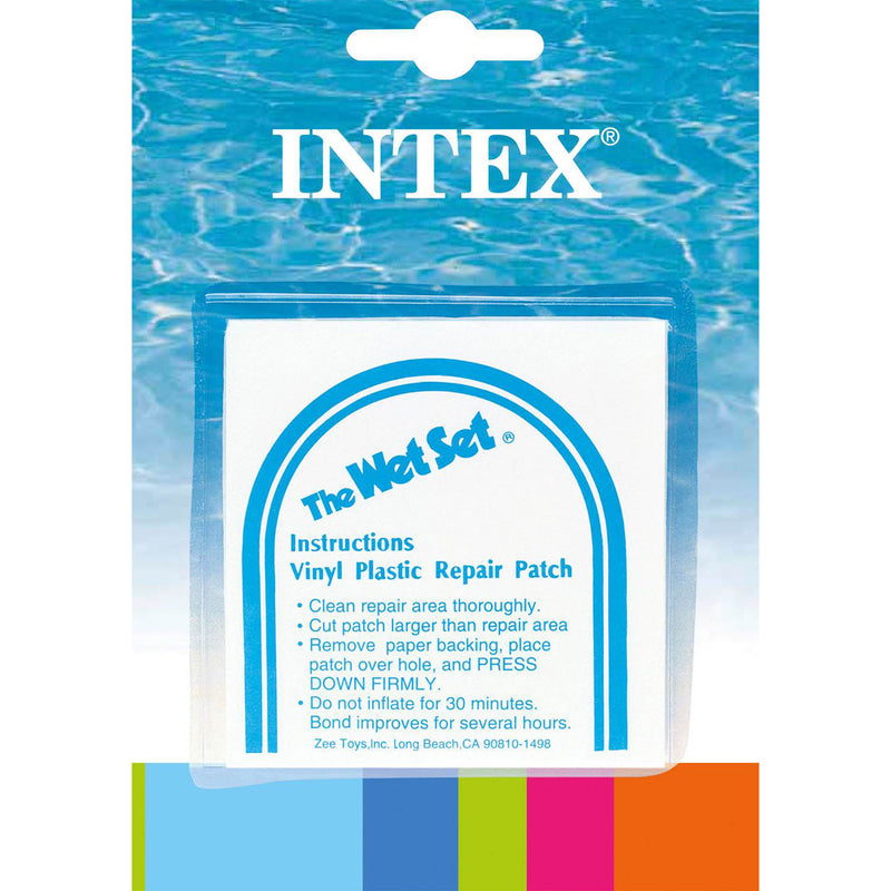 INTEX Wet Set Adhesive Vinyl Plastic Swimming Pool Tube Repair Patch 24 Pack Kit