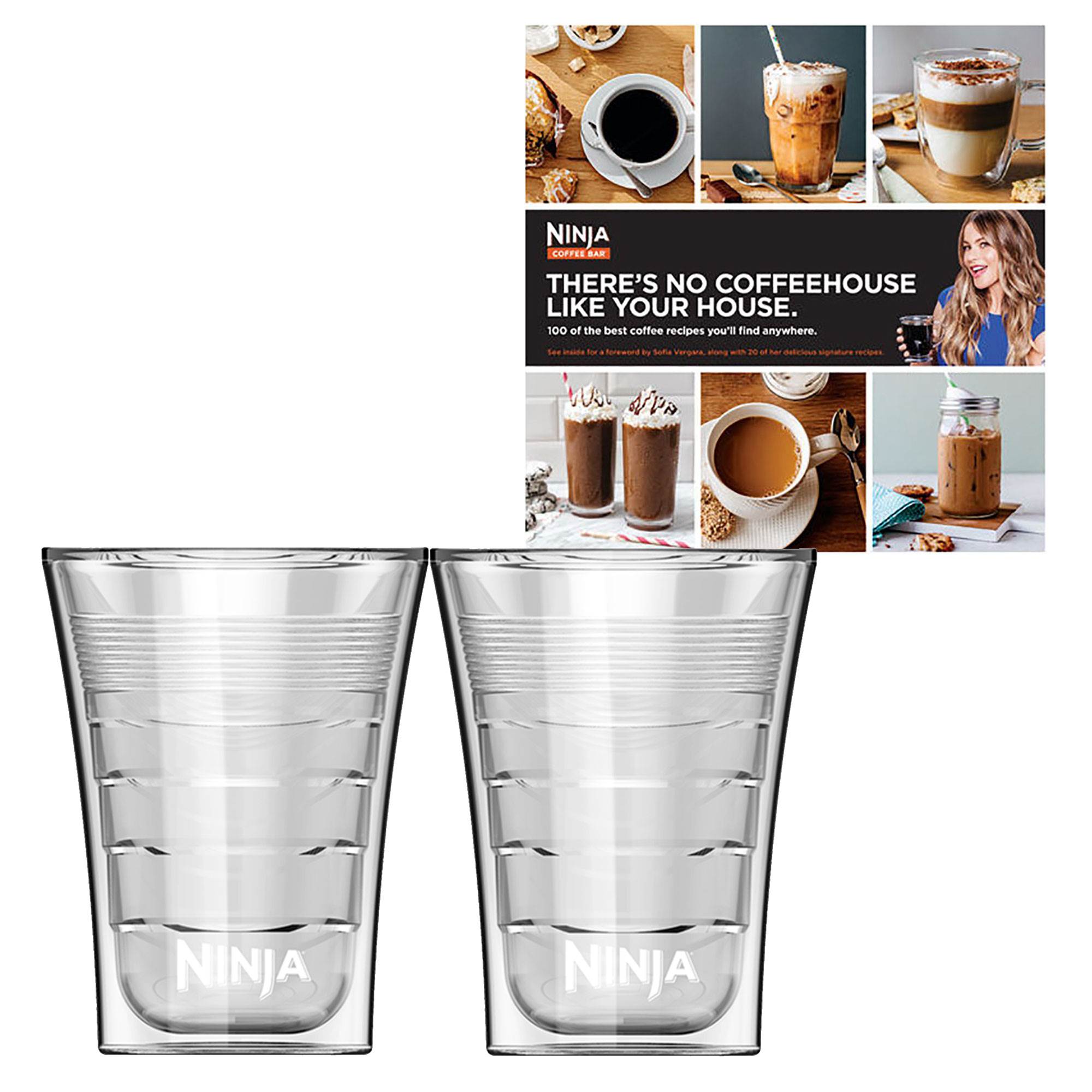 Ninja 14Oz Double Insulated Cup for Coffee Bar Drinks (2 Pack) + 100-Recipe Book