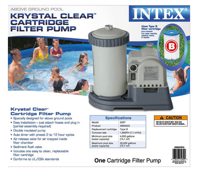 Intex 2500 GPH Swimming Pool Filter Pump + Replacement Filter Cartridge (3 Pack)