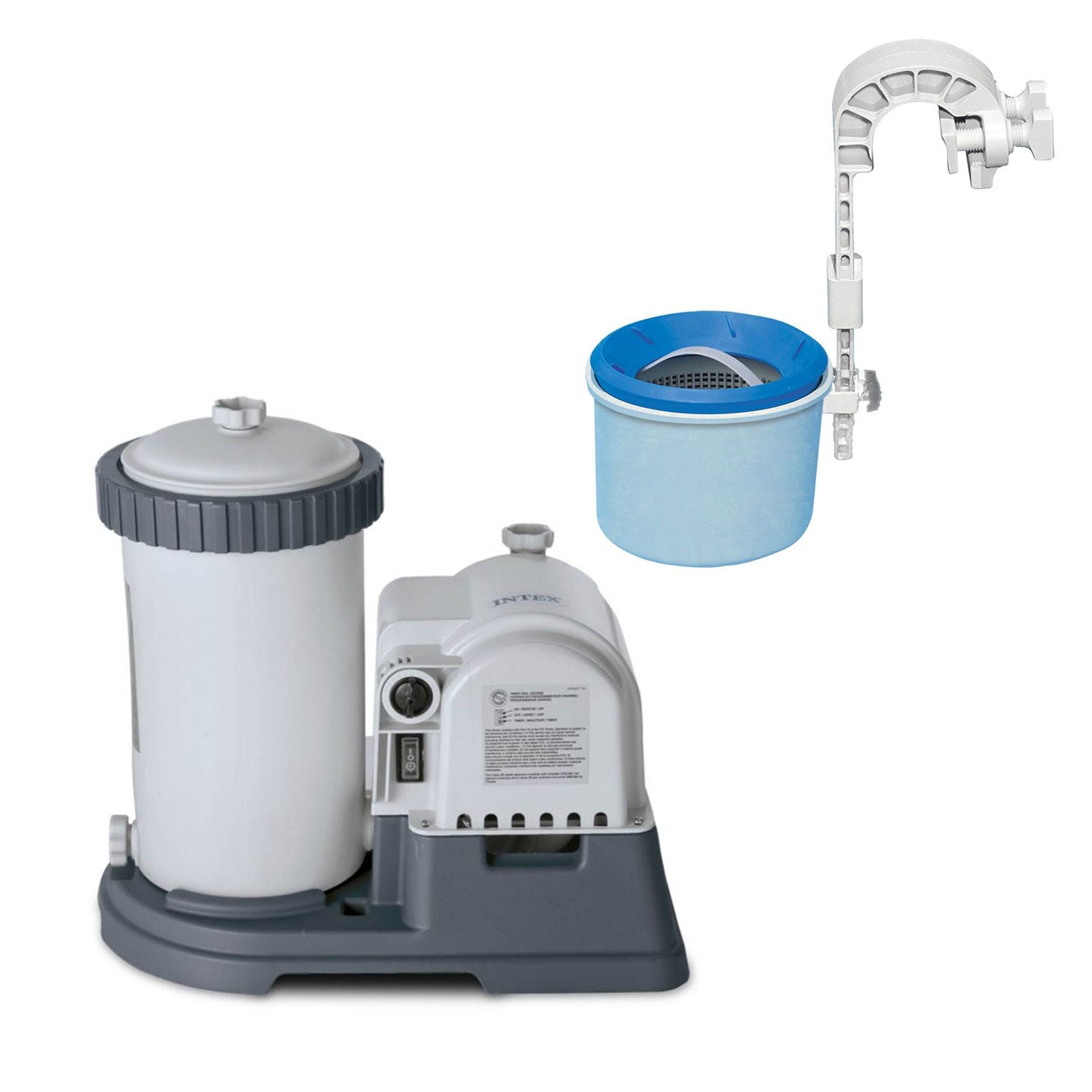 Intex Krystal Clear 2500 GPH Pool Filter Cartridge Pump and Wall Mounted Skimmer - VMInnovations