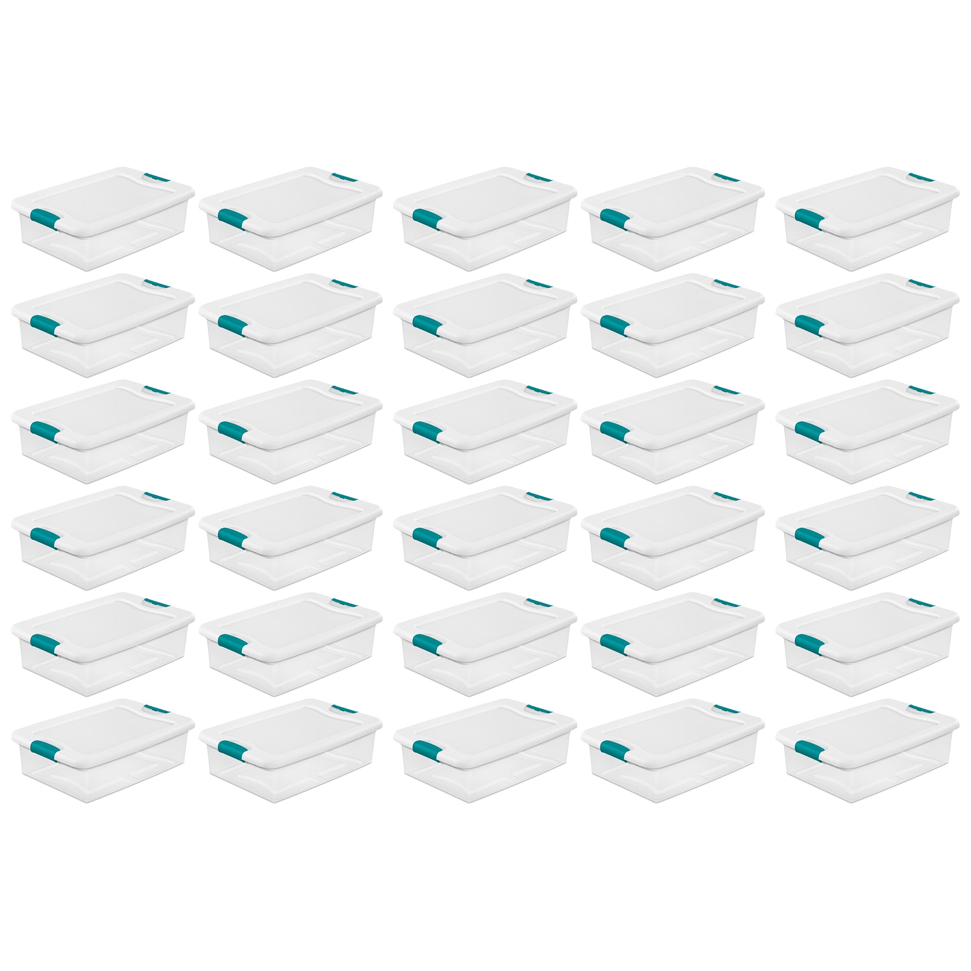 Sterilite 32 Quart Clear Stackable Latching Storage Box Containers, 30 Pack