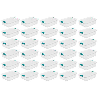 Sterilite 32 Quart Clear Stackable Latching Storage Box Containers, 30 Pack