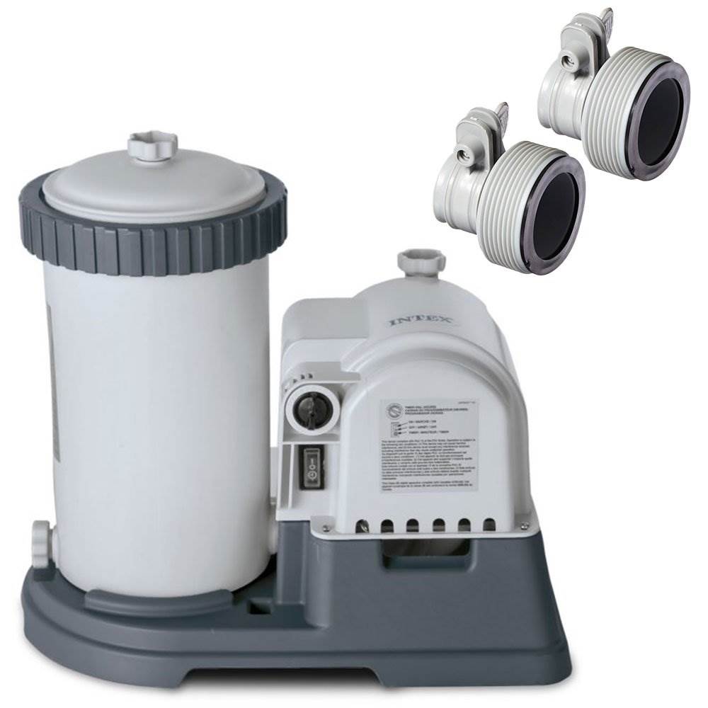 Intex 2500 GPH Swimming Pool Filter Pump + Replacement Hose Adapter B (Pair)