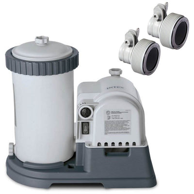 Intex 2500 GPH Swimming Pool Filter Pump + Replacement Hose Adapter B (Pair)