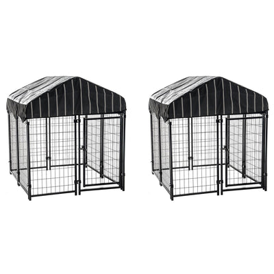 Lucky Dog 4' x 4' x 4.5' Covered Wire Dog Fence Kennel Pet Play Pen (2 Pack) - VMInnovations