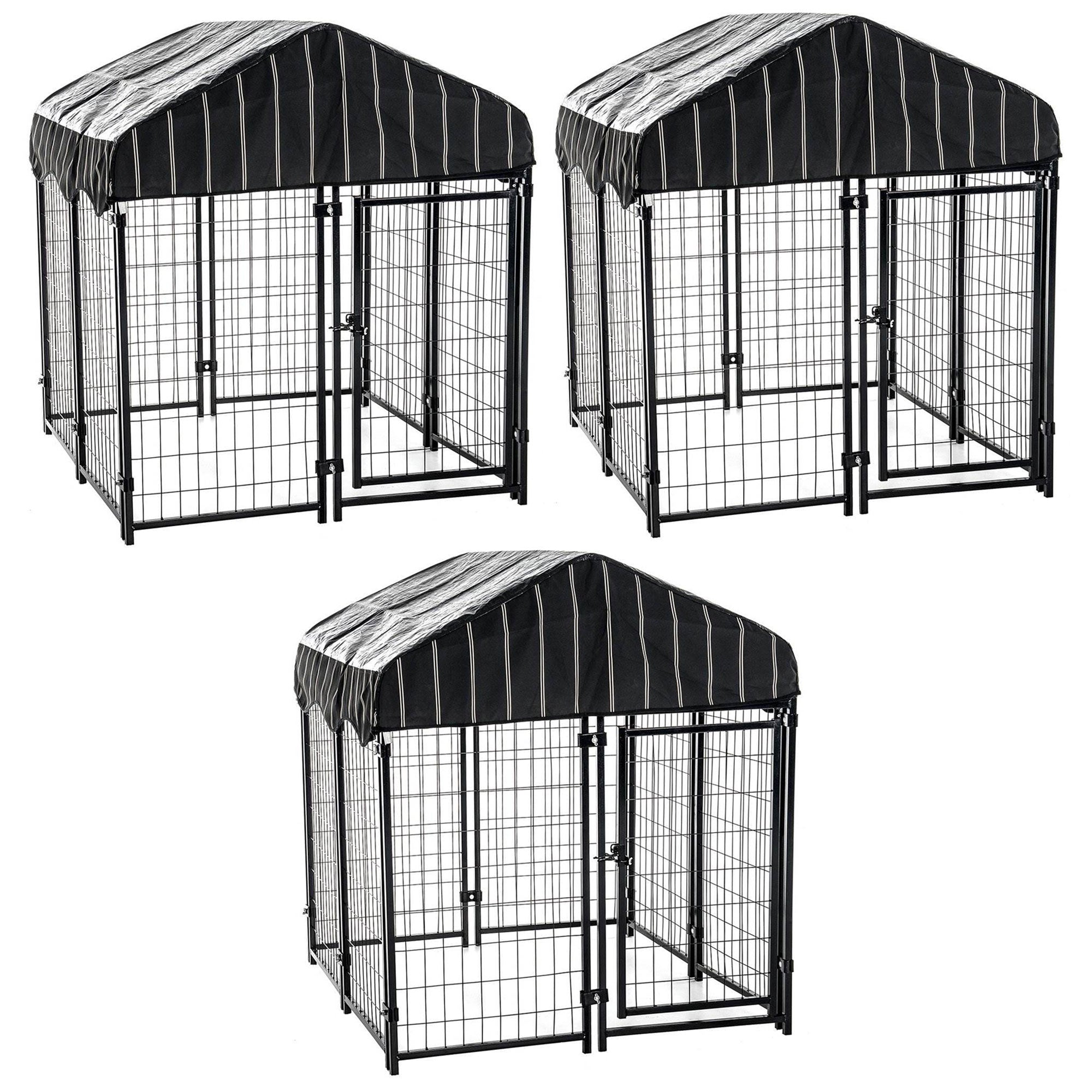 Lucky Dog 4' x 4' x 4.5' Covered Wire Dog Fence Kennel Pet Play Pen (3 Pack)