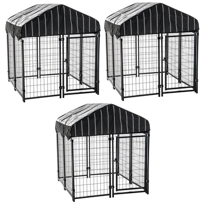 Lucky Dog 4' x 4' x 4.5' Covered Wire Dog Fence Kennel Pet Play Pen (3 Pack)
