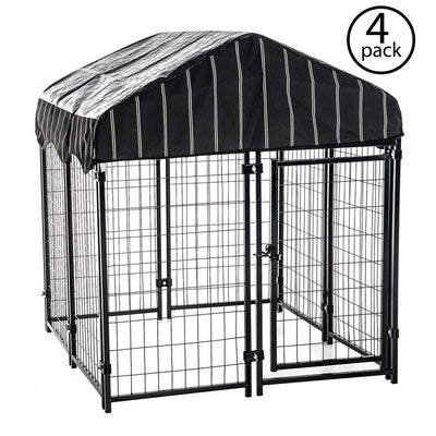 Lucky Dog 4' x 4' x 4.5' Covered Wire Dog Fence Kennel Pet Play Pen (4 Pack) - VMInnovations