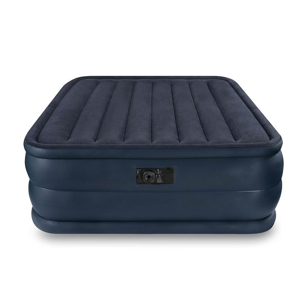 Intex Queen Indoor Raised Air Mattress with Built-In Pump + 6-Piece Bedding Set