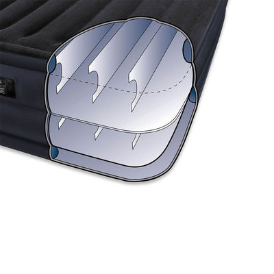 Intex Queen Indoor Raised Air Mattress with Built-In Pump + 6-Piece Bedding Set