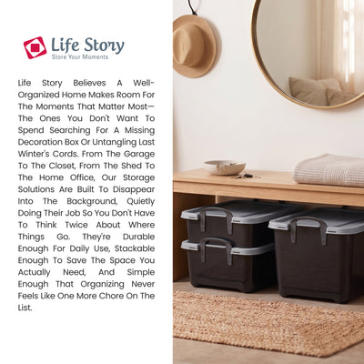 Life Story 55 Quart Stackable Storage Bin, Heavy Duty Lidded Container, 18 Pack