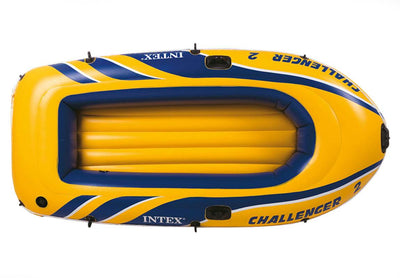 Intex Challenger 2 Inflatable 2 Person Boat Raft Set w/ Oars & Air Pump (2 Pack)