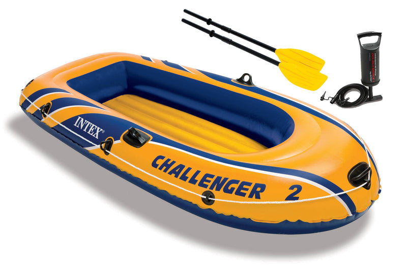 Intex Challenger 2 Inflatable 2 Person Boat Raft Set w/ Oars & Air Pump (2 Pack)