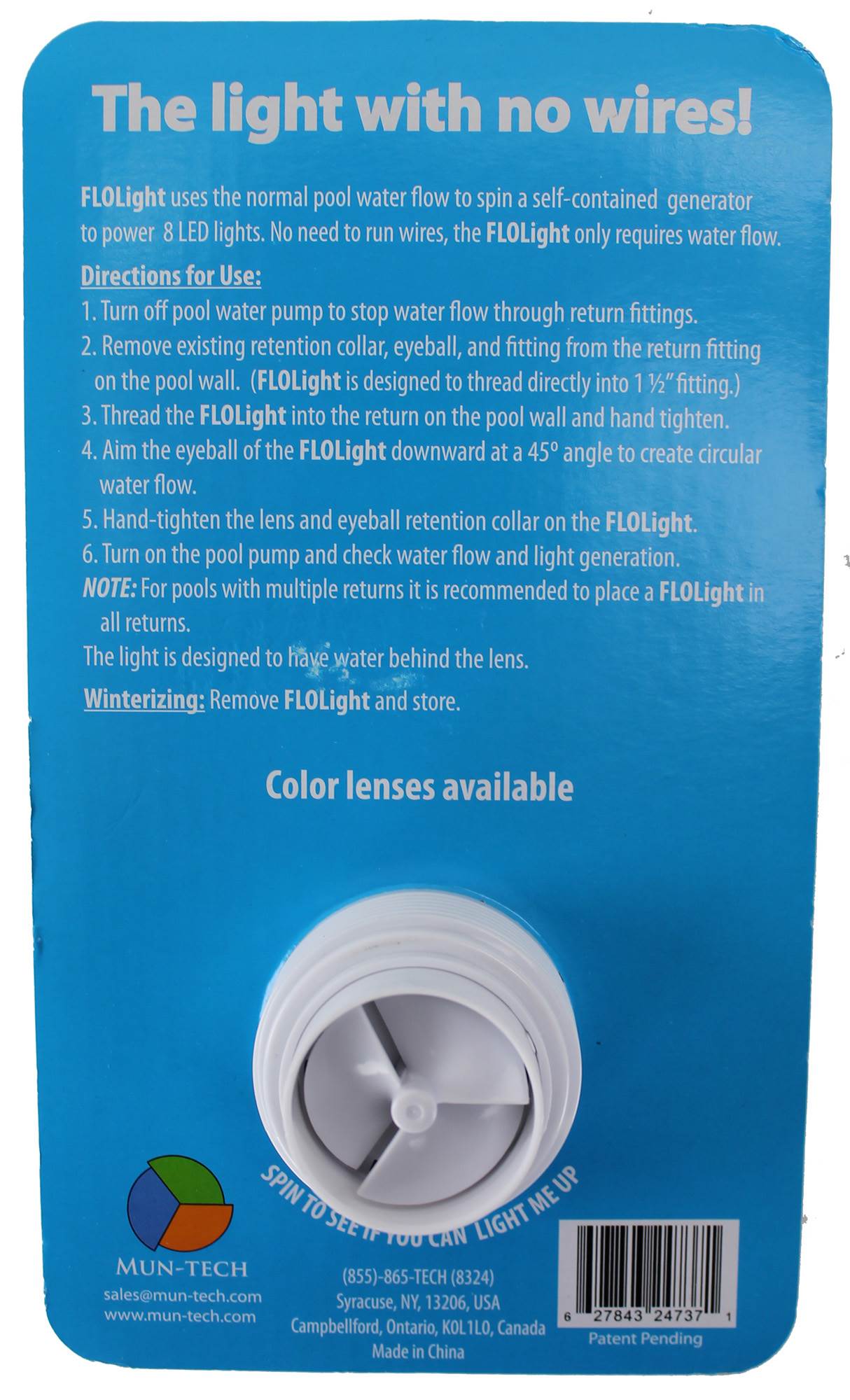 FloLight LED White Wireless Above Ground Swimming Pool Light + 9 Colored Lenses