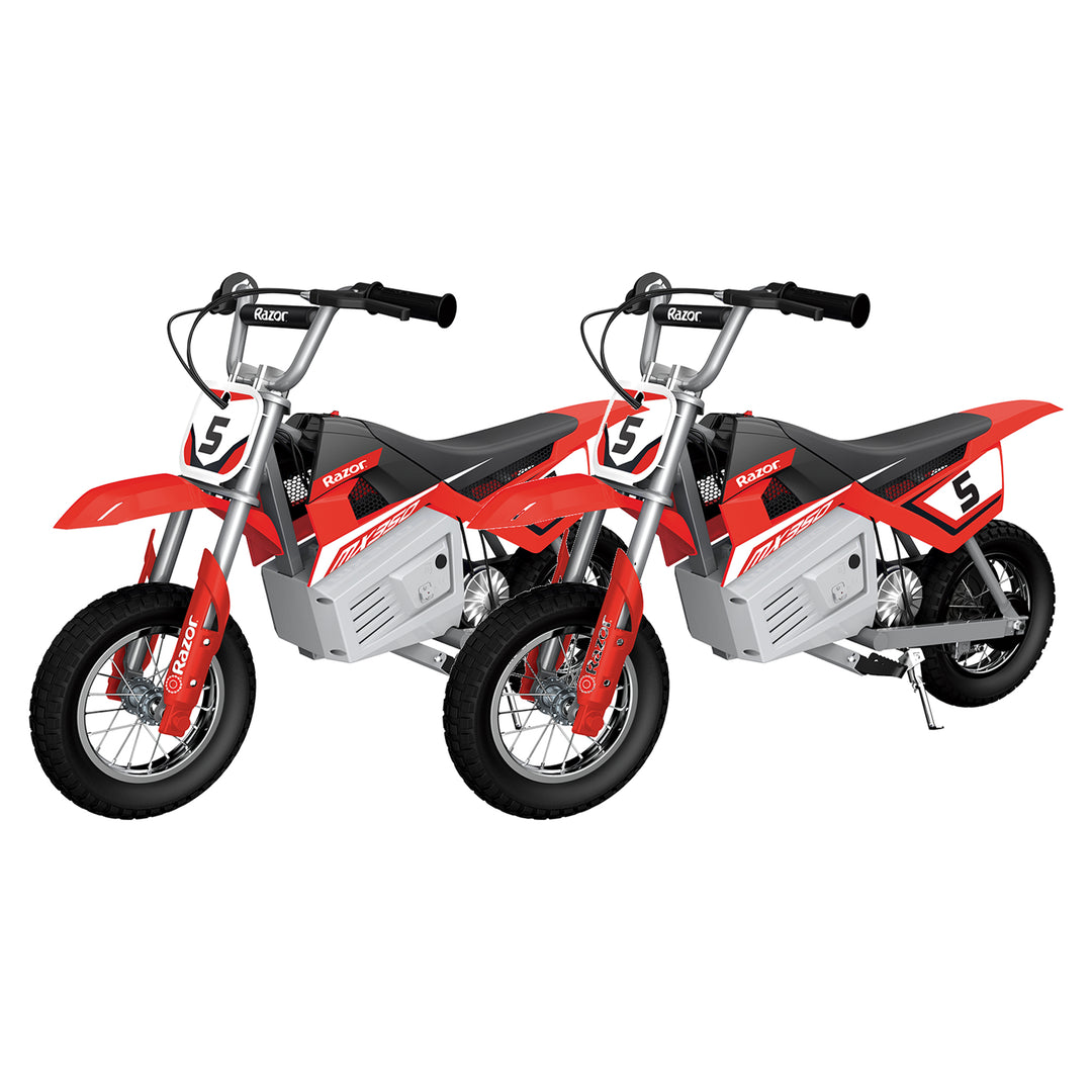 Razor MX350 Dirt Rocket Electric Motocross Motorcycle Dirt Bike, Red (2 Pack)