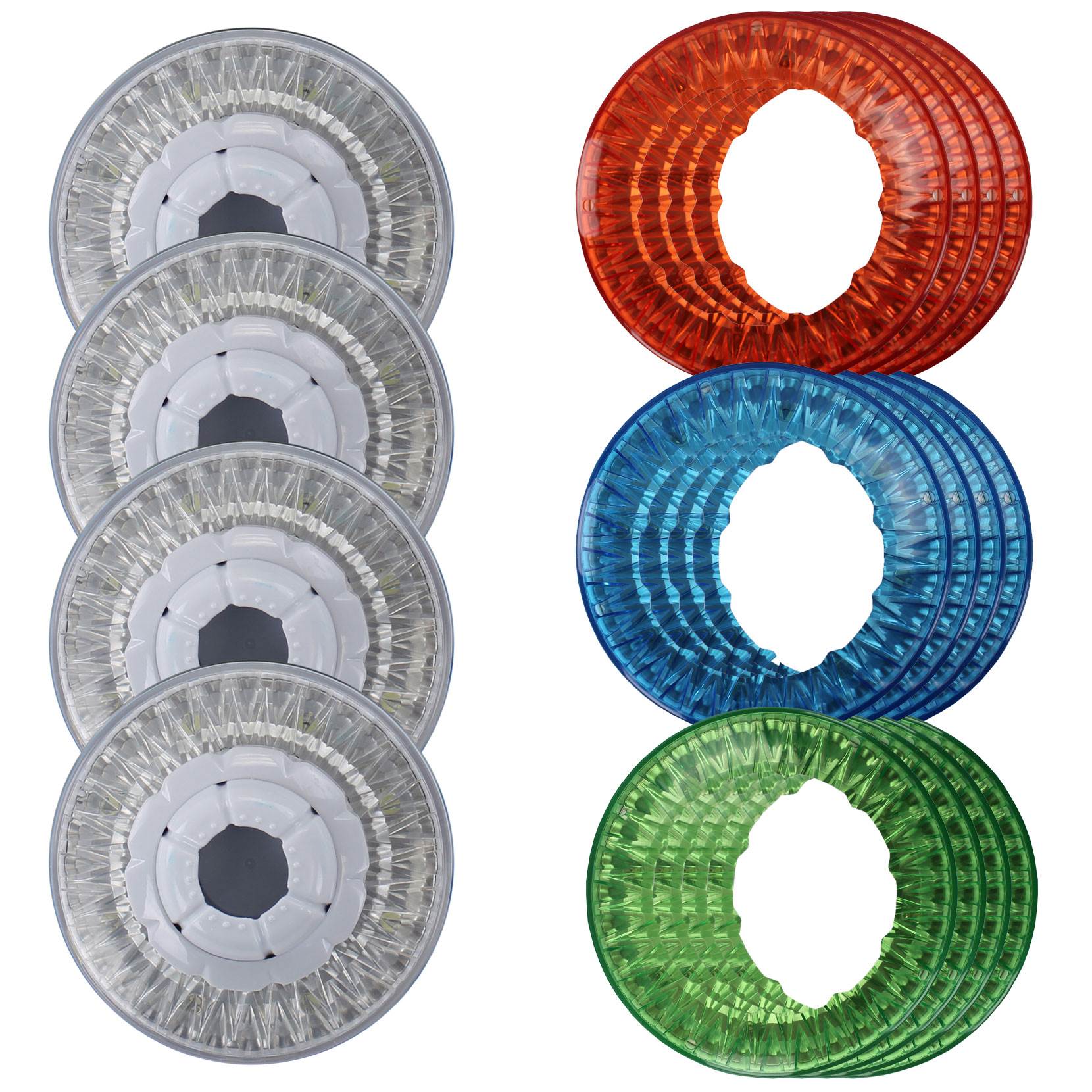 FloLight LED Wireless Above Ground Swimming Pool Lights (4) + 12 Colored Lenses