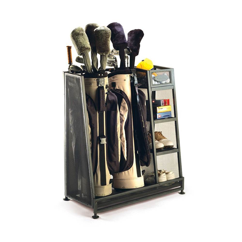 Suncast Metal Complete Golf Bag Organizer for Garage w/ Shelves & Bin (2 Pack) - VMInnovations