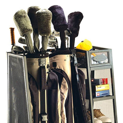 Suncast Metal Complete Golf Bag Organizer for Garage w/ Shelves & Bin (2 Pack) - VMInnovations