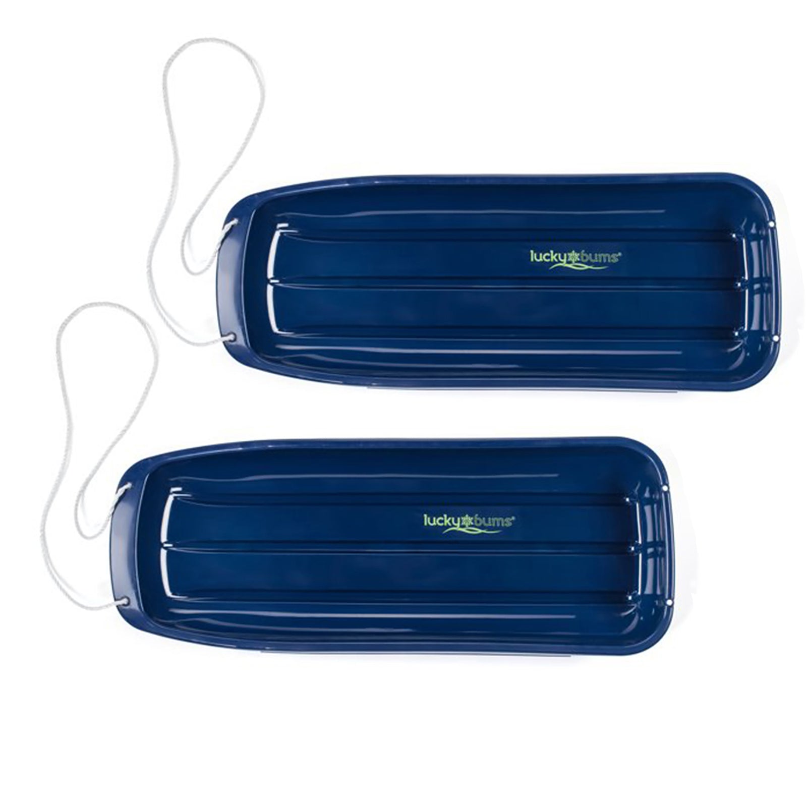 Lucky Bums Kids 48 Inch Plastic Snow Toboggan Sled with Pull Rope, Blue (2 Pack) - VMInnovations