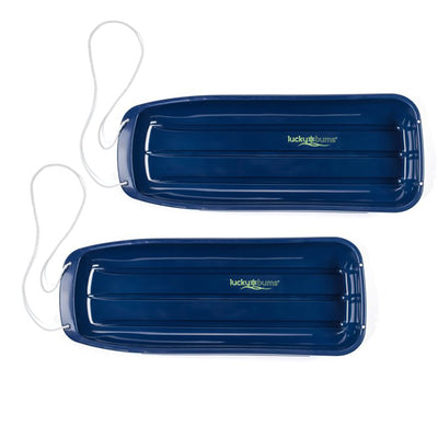 Lucky Bums Kids 48 Inch Plastic Snow Toboggan Sled with Pull Rope, Blue (2 Pack) - VMInnovations