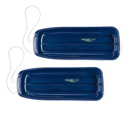 Lucky Bums Kids 48 Inch Plastic Snow Toboggan Sled with Pull Rope, Blue (2 Pack)