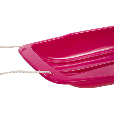 Lucky Bums Kids 48 Inch Plastic Snow Toboggan Sled with Pull Rope, Pink (3 Pack)