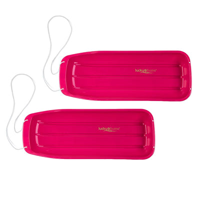 Lucky Bums Kids 48 Inch Plastic Snow Toboggan Sled with Pull Rope, Pink (2 Pack)