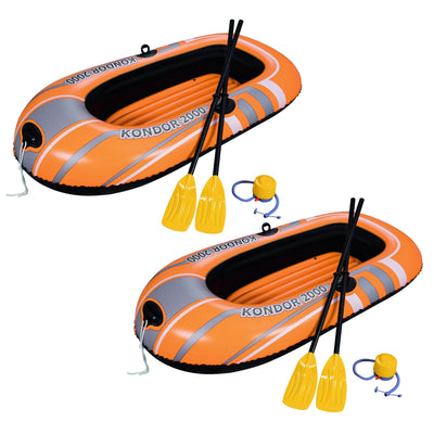 Bestway 77x45 Inches HydroForce Inflatable Raft Set with Oars and Pump (2 Pack) - VMInnovations