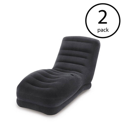 Intex Inflatable Contoured Mega Lounge Chair with Built-In Cup Holder (2 Pack)