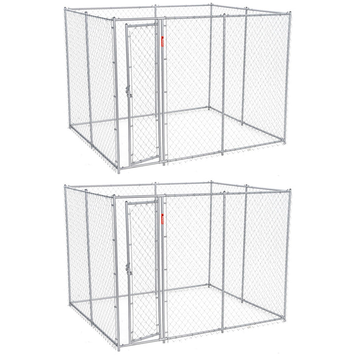 Lucky Dog 10 x 10 Foot Heavy Duty Outdoor Chain Link Dog Kennel w/ Door (2 Pack)
