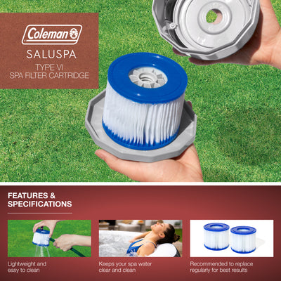 Coleman SaluSpa 4 Person Inflatable Hot Tub Spa with 12 Filter Cartridge Refills